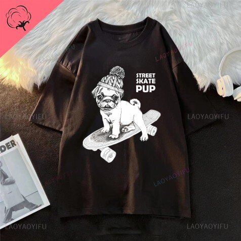 Camiseta divertida con estampado de cachorro de animal pequeño para hombre y mujer, top cómodo de manga corta, cuello redondo, ropa diaria informal