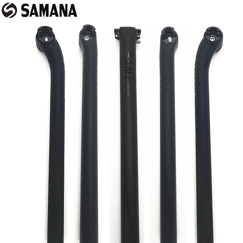SAMANA Full 3k Carbon reggisella per bicicletta fibra Superlight Titanium MTB Road Bike reggisella parti 25.4/27.2/30.8/31.6x350/400 MM