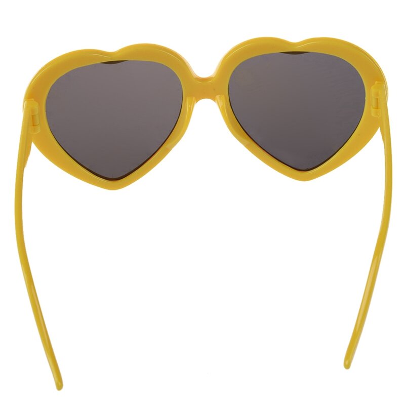Gafas de sol amarillas con forma de corazón de amor de verano, divertidas, a la moda, 2 unidades