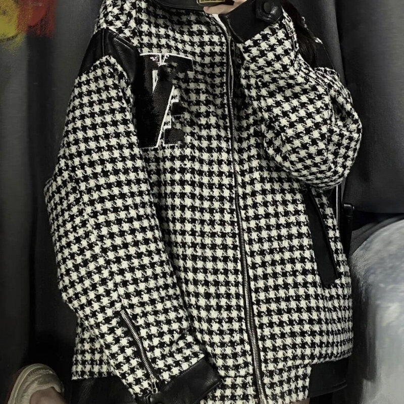Qianniao Plaid Coat donna primavera e autunno sciolto Splice Versatile giacca Casual Top Fashion Brand