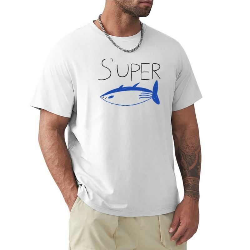 Camiseta negra de Super Tuna Jin para hombre, camiseta de manga corta con cuello redondo, camisetas gráficas, Camiseta de algodón para hombre, tops de cuello redondo