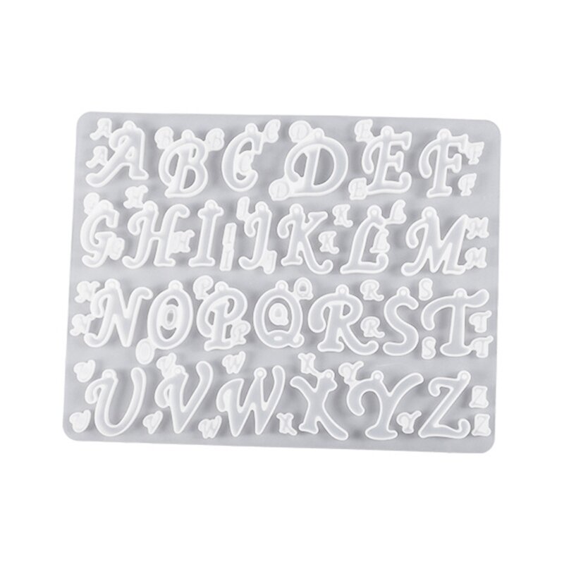 Molde silicone formato letra brilhante para chaveiro faça você mesmo, pingente alfabeto, molde chaveiro, joias,
