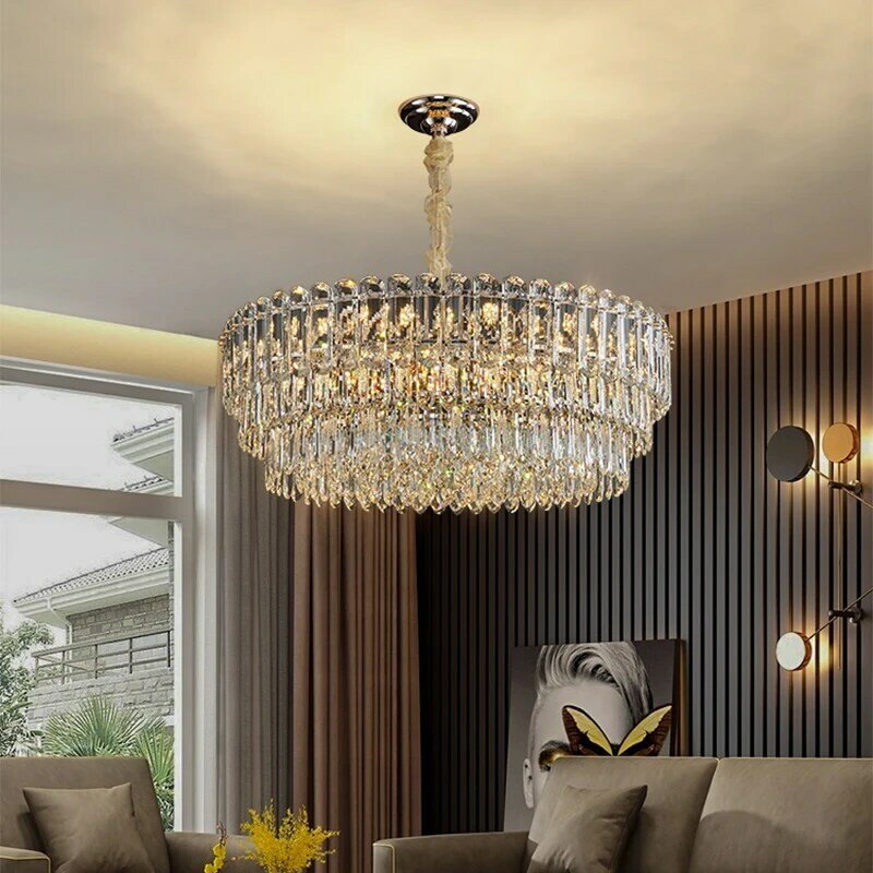 Новинка 2024, высококлассная эксклюзивная хрустальная люстра в стиле постмодерн, простая атмосфера, основная лампа для гостиной, столовой, спальни, лампы