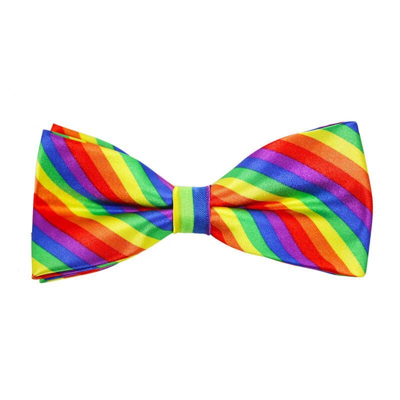 Muszka LGBT wesele impreza rekreacyjna tęczowy pasek Bowtie Rayon krawat poliestrowy dla pana młodego mężczyzn kobiet