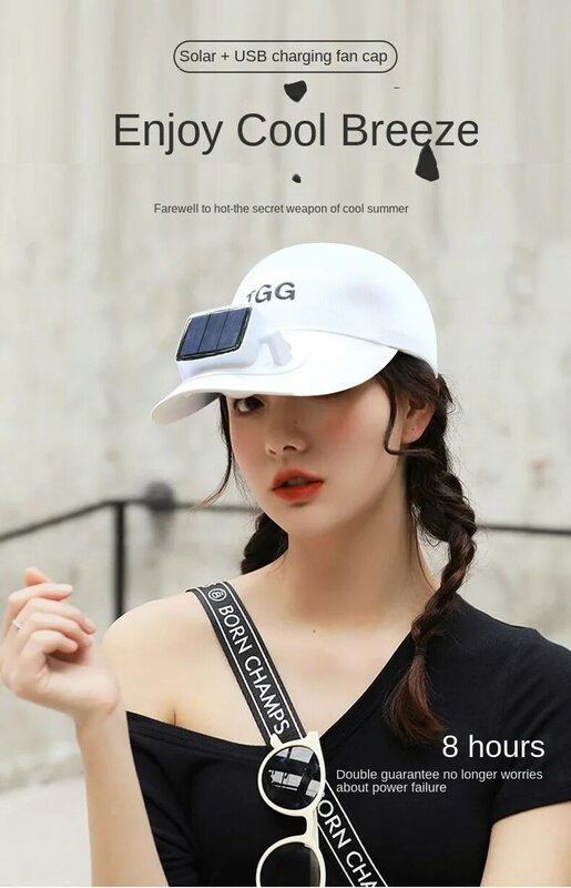 หมวกพลังงานแสงอาทิตย์สำหรับผู้ชายผู้หญิง, หมวกเบสบอลมีพัดลมชาร์จด้วย USB มีพัดลมทำความเย็นกันแดดลำลองกลางแจ้ง