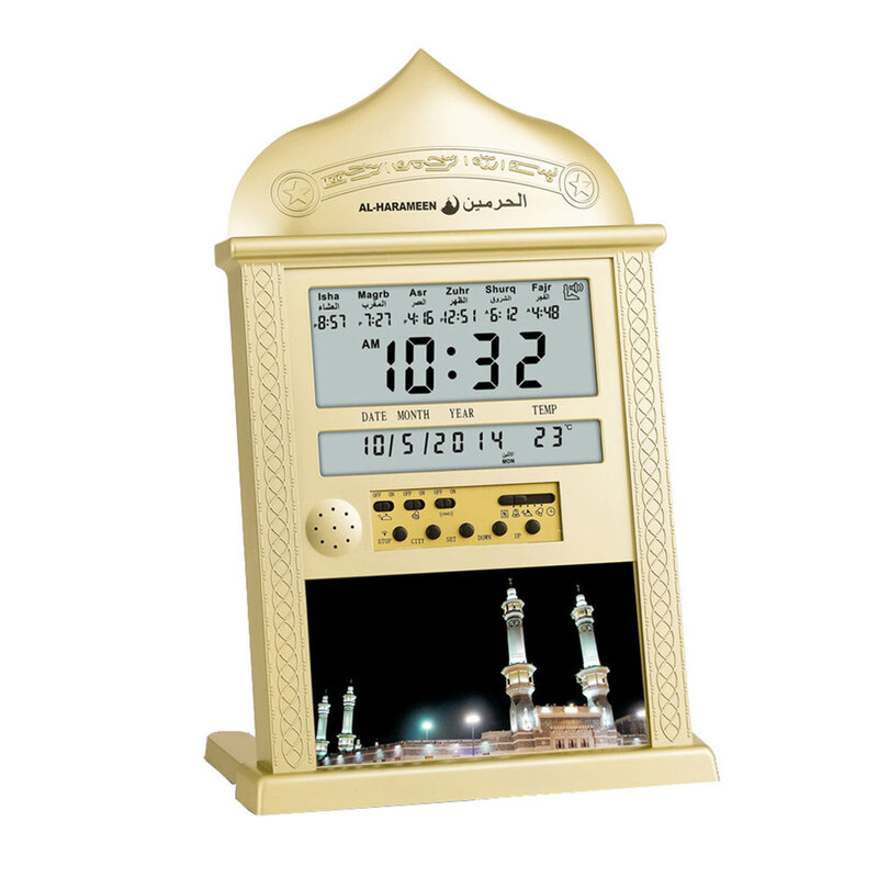 1pcs Clock Azan Calendar Muslim Prayer Wall Clock Alarm Azan Table Clock For All Cities Home Decor Ramadan Party Gift