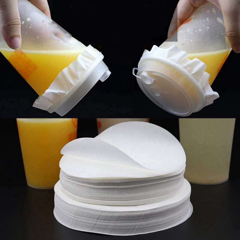 500PCS Film Crimper Round Shape Bottle Sealer Disposable Coffee Spill Proof Paper