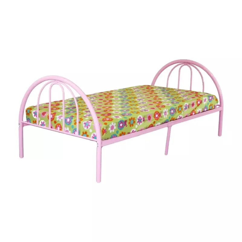 Klasyczne metalowe łóżko z Brooklynu, podwójne, różowe, najlepszy prezent dla dzieci