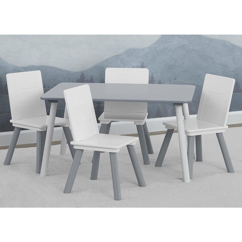 Kinder Tisch und Stuhl Set (4 Stühle enthalten)-ideal für Kunst handwerk, Snack-Zeit, Homes chooling, Hausaufgaben & mehr