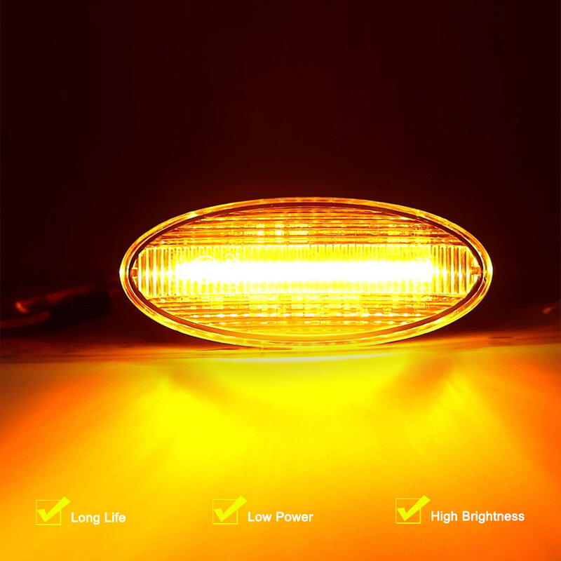 Conjunto de lámpara de marcador lateral LED, luz intermitente de señal de giro con lente transparente de 12V para Nissan x-trai Qashqai Pickup Juke Leaf Note