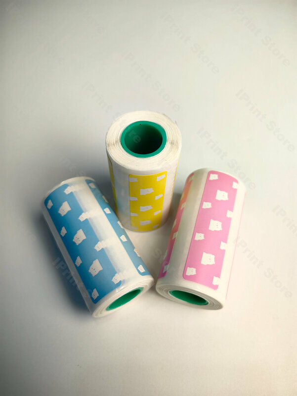 3 Rolls Thermal Paper Sticker Paper 15mm Label Paper Cute Bear Color Paper For PeriPage PAPERANG Photo Printer