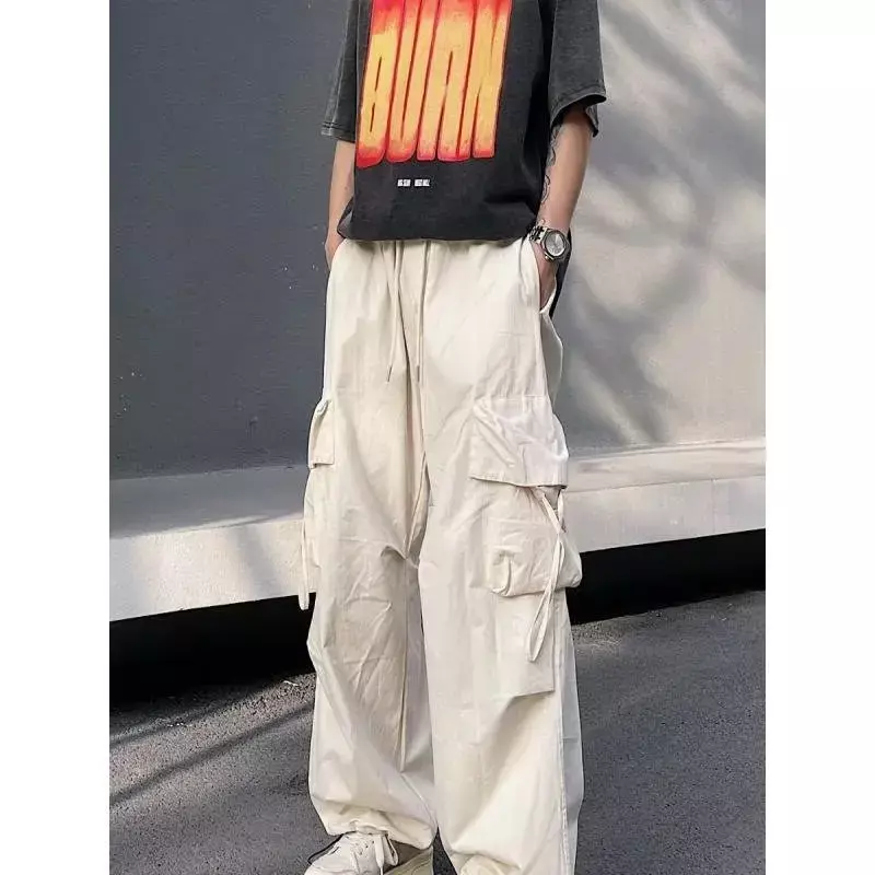 Spring Loose Comfort Wide Leg Pants Bloomers Trend 2024 New Solid Colors Fashion Retro Straight Paratrooper Cargo Sport Pants