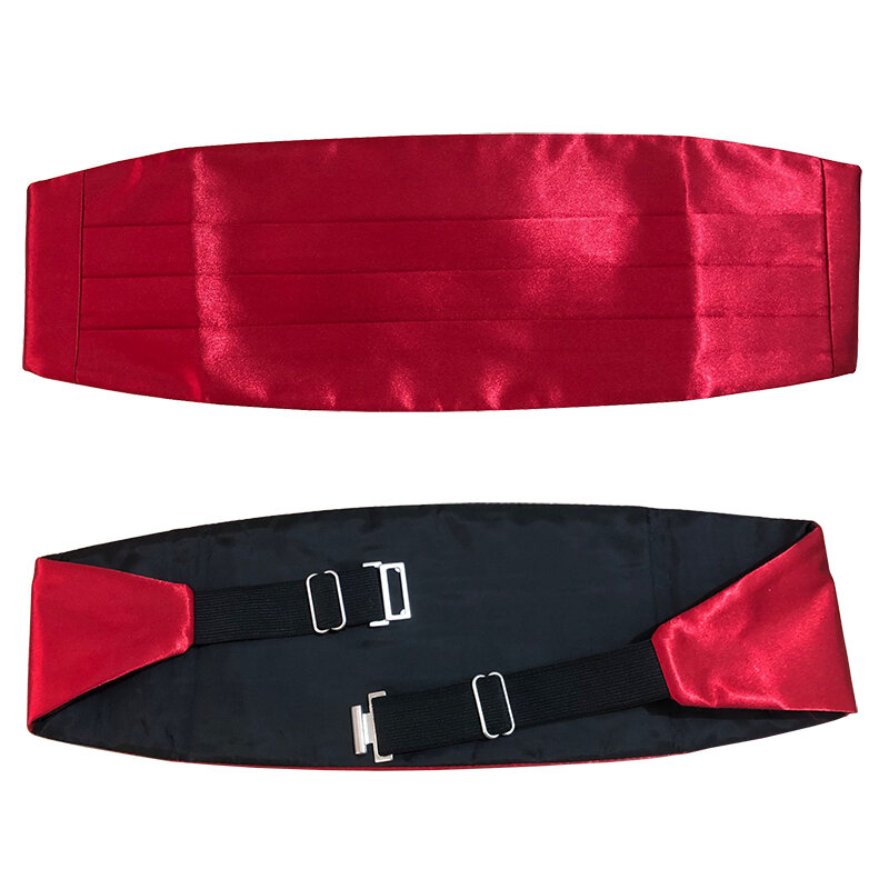 Bande ventrale élastique classique en Satin pour homme, disponible en noir et en rouge