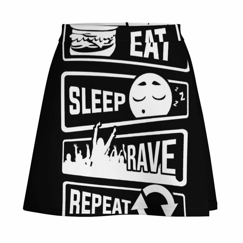 Eat Sleep Rave Repeat - Party Celebrate Music Electro Mini spódniczka spódnica szkolna odzież damska 2023 nowości