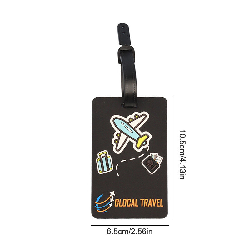 Étiquette de bagage en PVC avec nom d'étudiant, ID de valise, porte-adresse, carte d'embarquement, pendentif attro, accessoire de voyage, colle souple, dessin animé