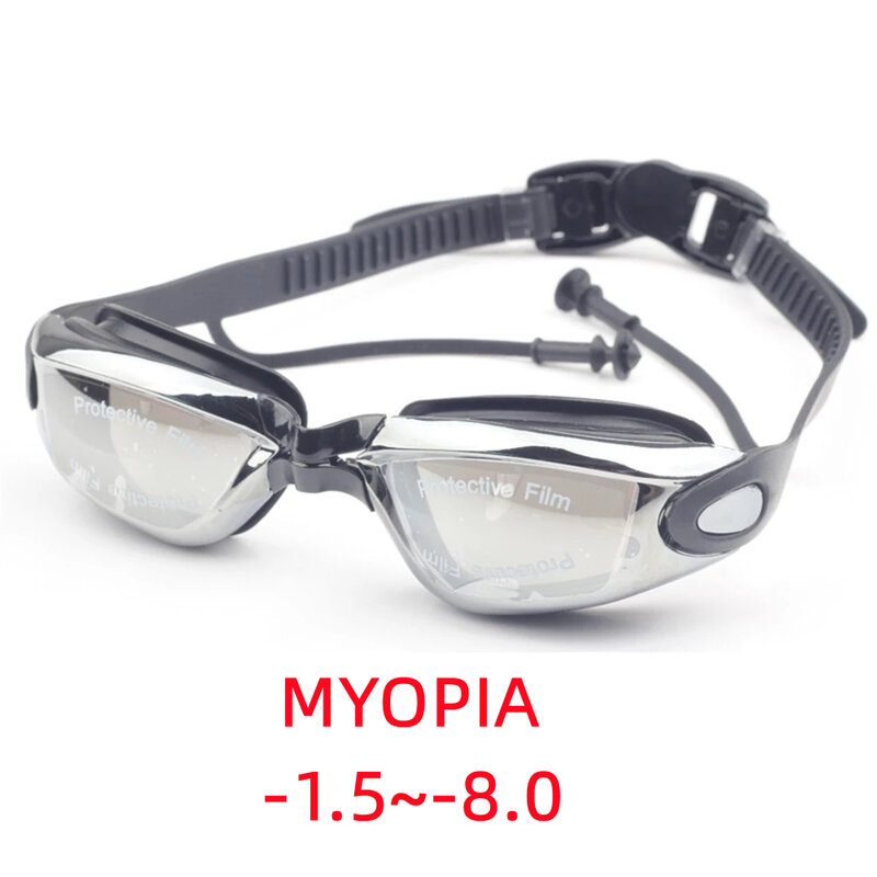 Adult Myopia Swimming Goggles Earplug Professional Pool Glasses Anti Fog Men Women Optical Waterproof Eyewear  Diopter