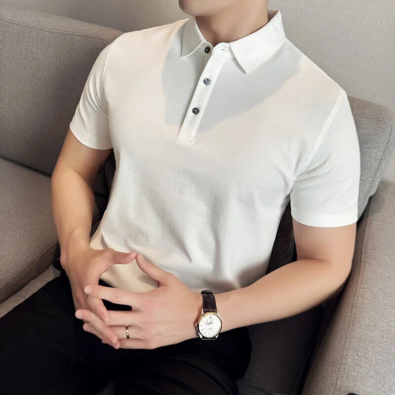 High Quality Men's Summer New Short Sleeved T-shirt Polo Shirt Men's Hot Selling Casual Sportswear Wrinkle Resistant Golf Top