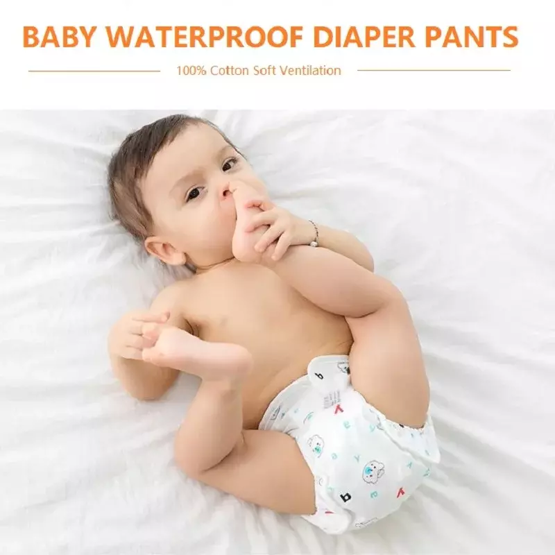 Fraldas impermeáveis reutilizáveis do bebê, 100% calcinha de algodão, fraldas infantis, Kid Training Pant, pano lavável, fralda mudando, respirável
