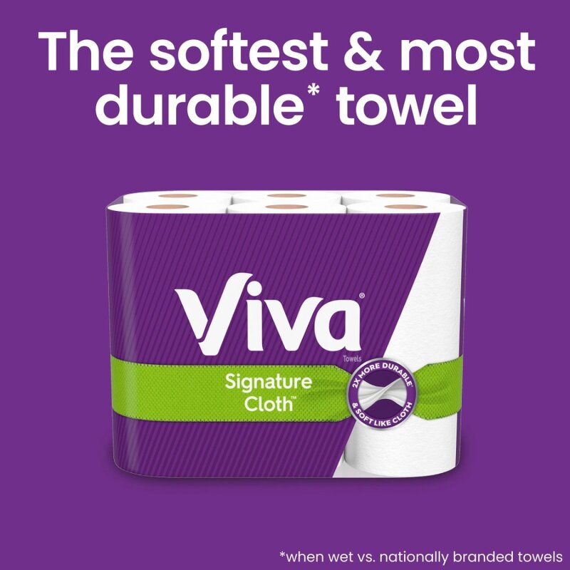 Asciugamani di carta in tessuto con firma Viva, 8 rotoli tripli