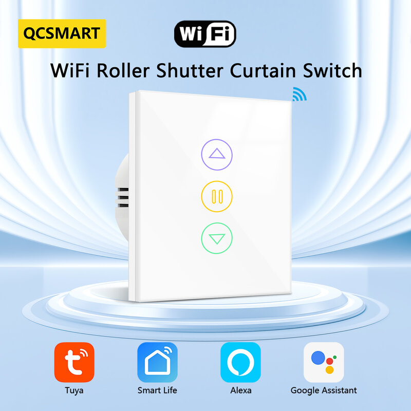 Cortinas WiFi Smart Touch, obturador do rolo, interruptor do motor, aplicativo Tuya Life, controle remoto, funciona com Alexa, Echo, Google Home