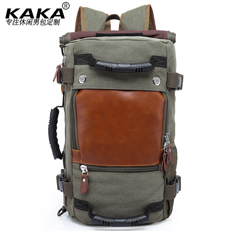 KAKA-mochila de viaje de lona para hombre y mujer, bolso de hombro de gran capacidad, impermeable, Estilo Vintage