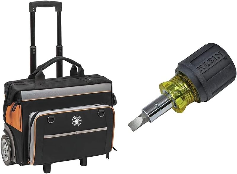 Ensemble de rangement d'outils Klein avec sac à outils roulant, tournevis multi-embouts, tournevis à écrou et accessoires