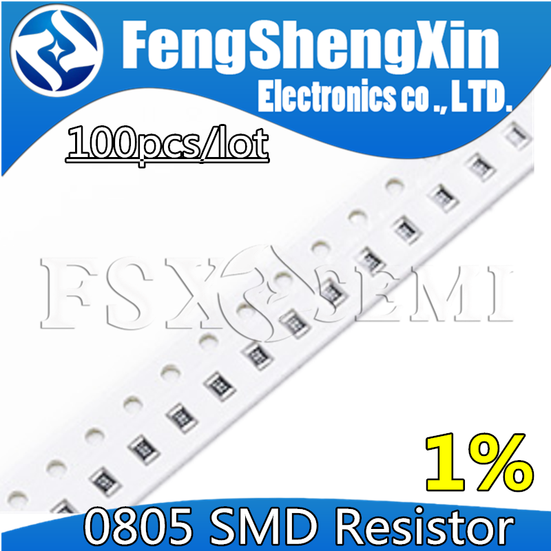 Resistores de 1% 0805 SMD, 0R-10M, 1 W, 8W, 0, 1, 10, 100, 150, 220, 330 ohms, 1K, 2.2K, 10K, 100K, 0R, 1R, 10R, 100R, 150R, 220R, 330R, lote 100 PCes