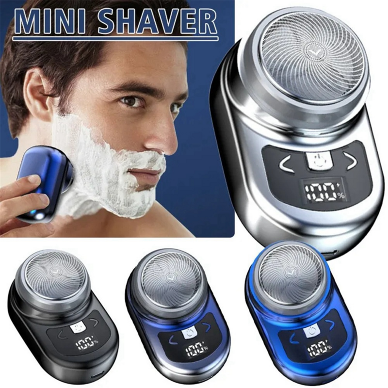 Afeitadora eléctrica portátil para hombres, Mini afeitadora de bolsillo para Barba, pantalla LCD, afeitadora recargable para viaje y hogar, C