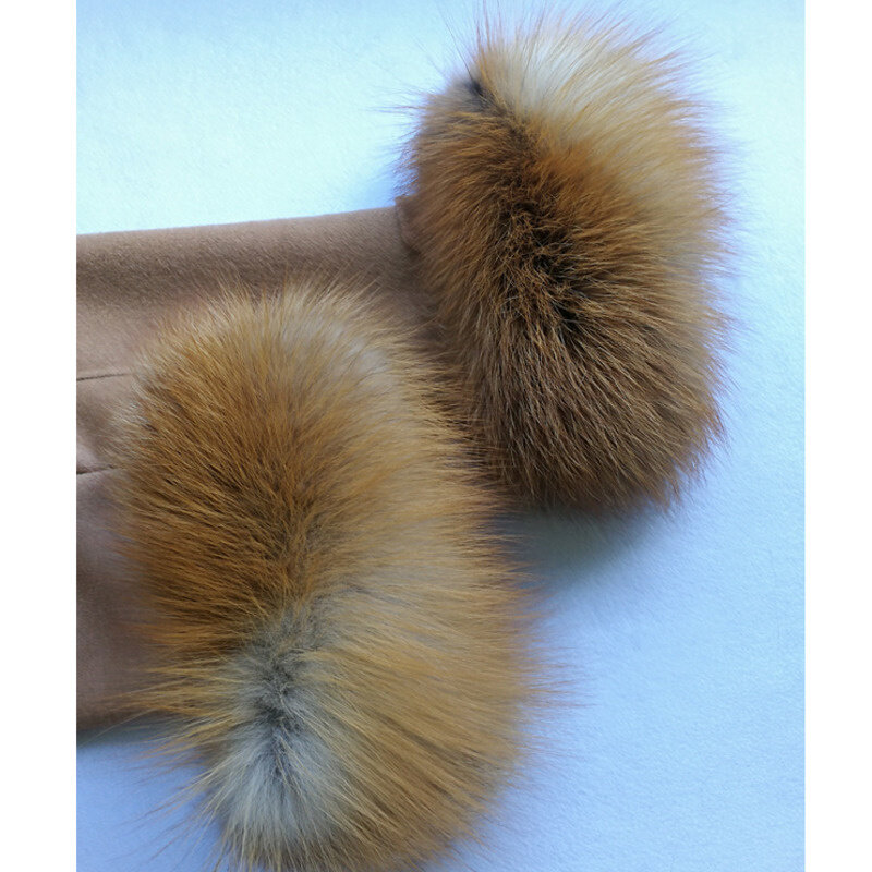 Fox Fur Cuffs Winter Warm Fur Wrist Keep Warm Natural Fur Oversleeve For Women Arm Warmers Coat Sleeve Ladies Fluffy Fur Cuffs