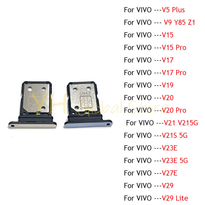 Soporte de bandeja de ranura para tarjeta Sim, piezas de reparación para VIVO V5, V9, V15, V17, V19, V20, V21, V21S, V23E, V27E, V29, Y85, Z1 Pro Lite, 20 piezas
