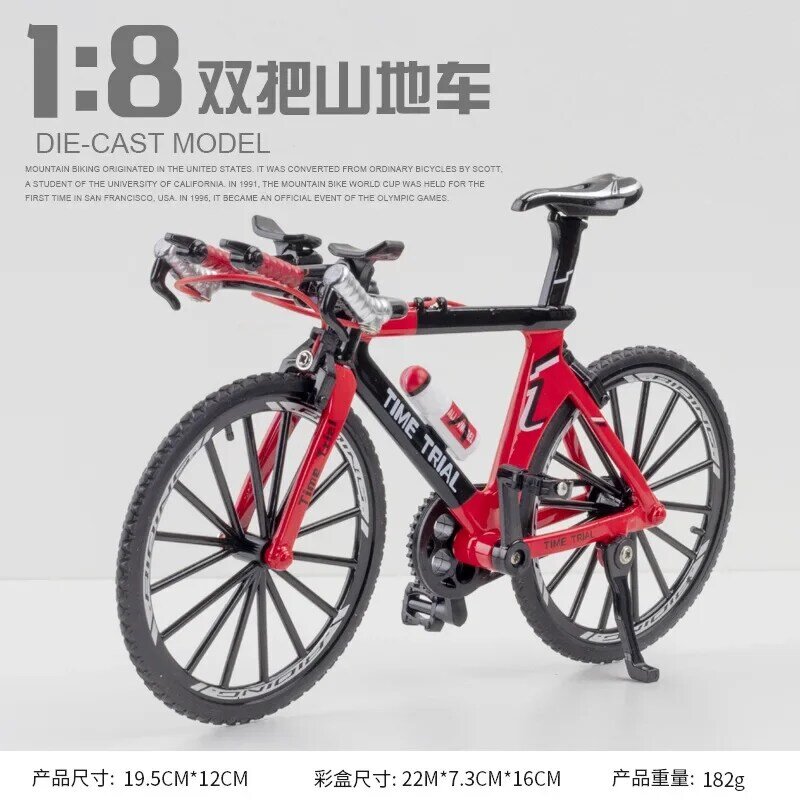 1:8 modello di bicicletta in lega Diecast Metal Finger Mountain bike Racing Toy Bend Road Simulation Collection Toys for children