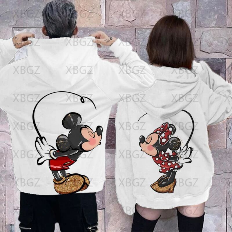 คู่ชุดเสื้อกันหนาวผู้หญิงเด็กชาย Minnie เมาส์ Hoodies พิมพ์ Top Disney เสื้อผ้าผู้หญิงแฟชั่น