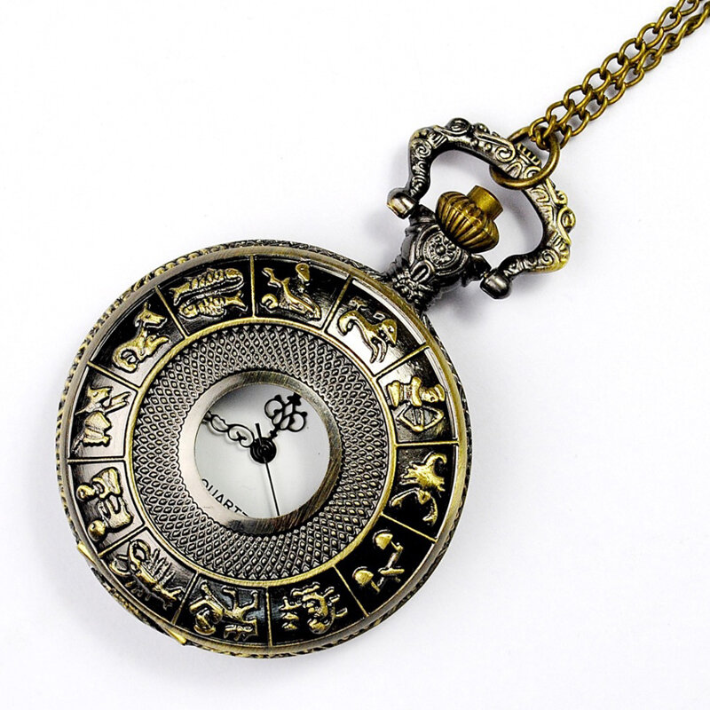 Часы наручные в винтажном стиле мужские с подвеской в виде зодиака