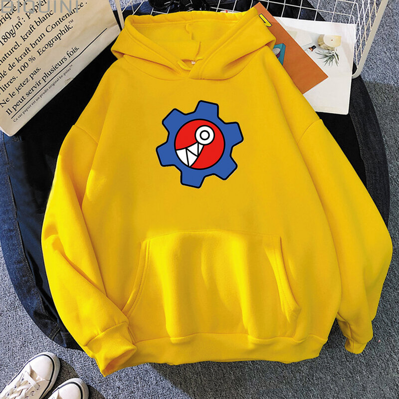 Sudadera con capucha amarilla para hombre y mujer, suéter Unisex con Logo de cartón, ropa de calle de primavera, Y2K