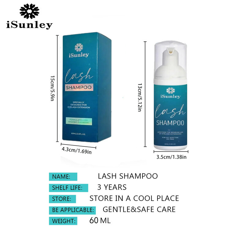 Isunley-shampoo para cílios, alta qualidade, para cílios e extensão, limpador com espuma de mousse
