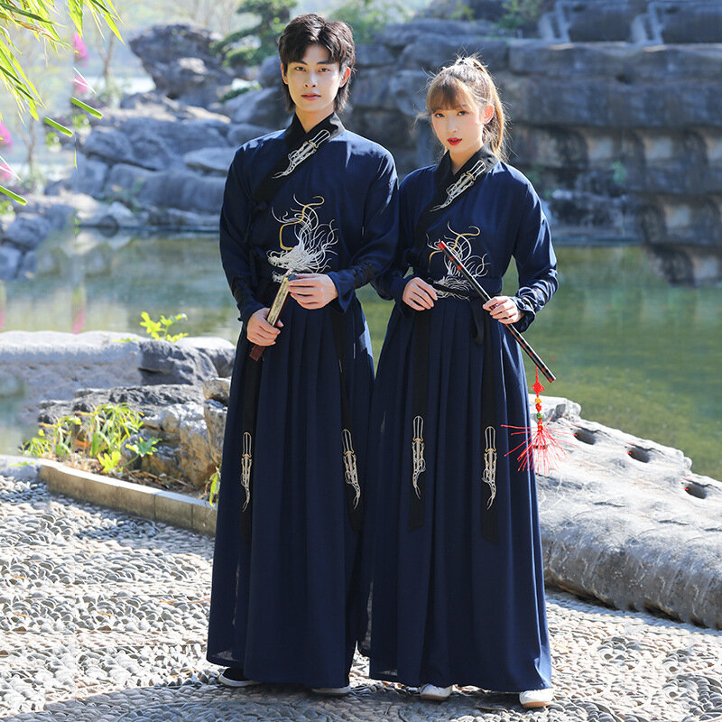Hanfu Robes Men Traditional Chinese Style Swordsman Stage Cosplay Clothing Chinese Traditional Ancient Couple Hanfu Folk Dress