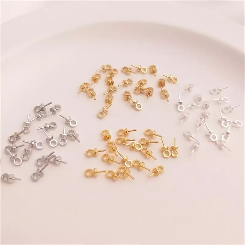 Perlas de medio agujero chapadas en oro de 14 quilates, cuentas colgantes, accesorios de joyería hechos a mano, bricolaje