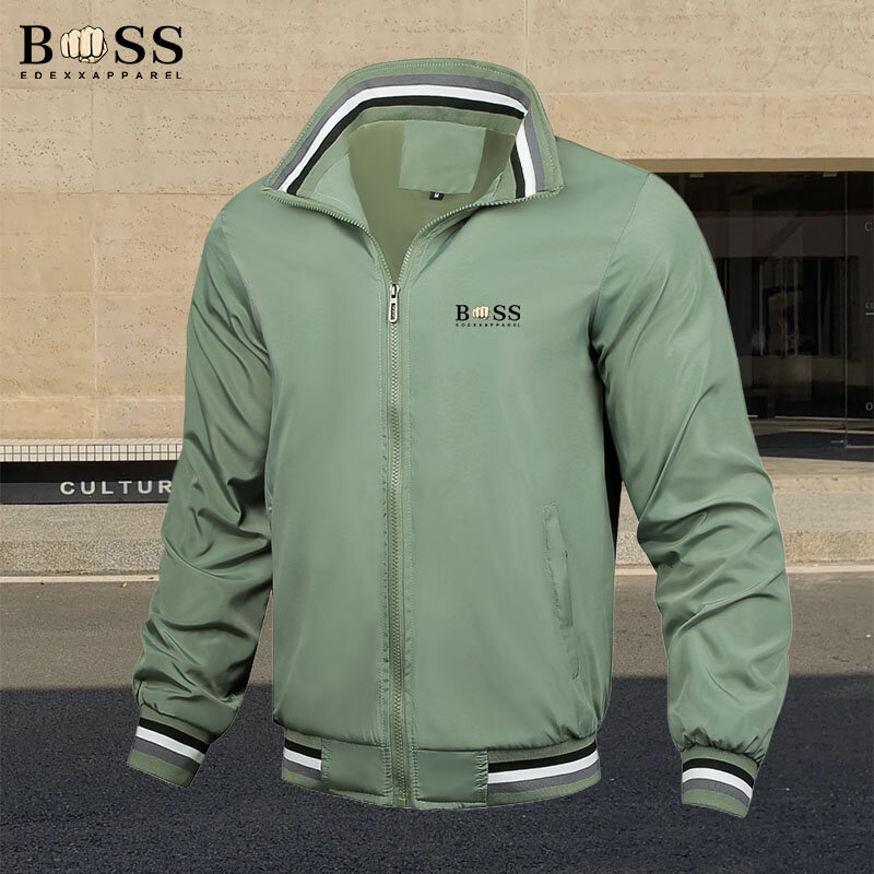 BSS-chaqueta deportiva con cremallera para hombre, abrigo informal con cuello levantado, a prueba de viento, para exteriores, Otoño e Invierno