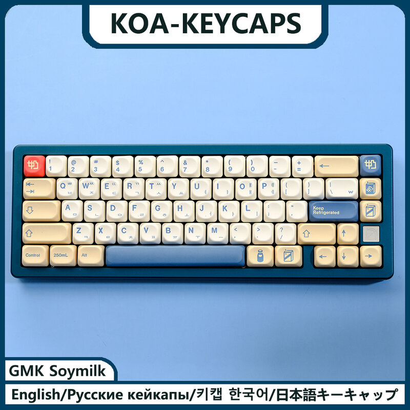 KBDiy-teclas KOA GMK Soymilk, 140 teclas PBT, similares a MOA, japonesas, coreanas, rusas, 7u, MAC ISO para teclado mecánico