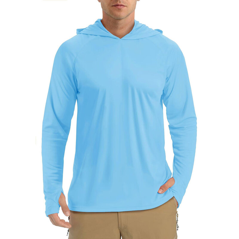 남성용 긴 소매 후드 선 셔츠, 러닝 피트니스 트레이닝, 야외 하이킹 스포츠, 자외선 차단 티셔츠, UPF50