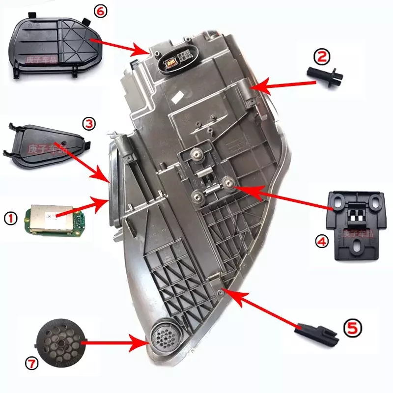 Untuk 11-14 Porsche Cayenne Headlight Bracket Base memperbaiki Pin Sealant Strip belakang Debu penutup 1 buah