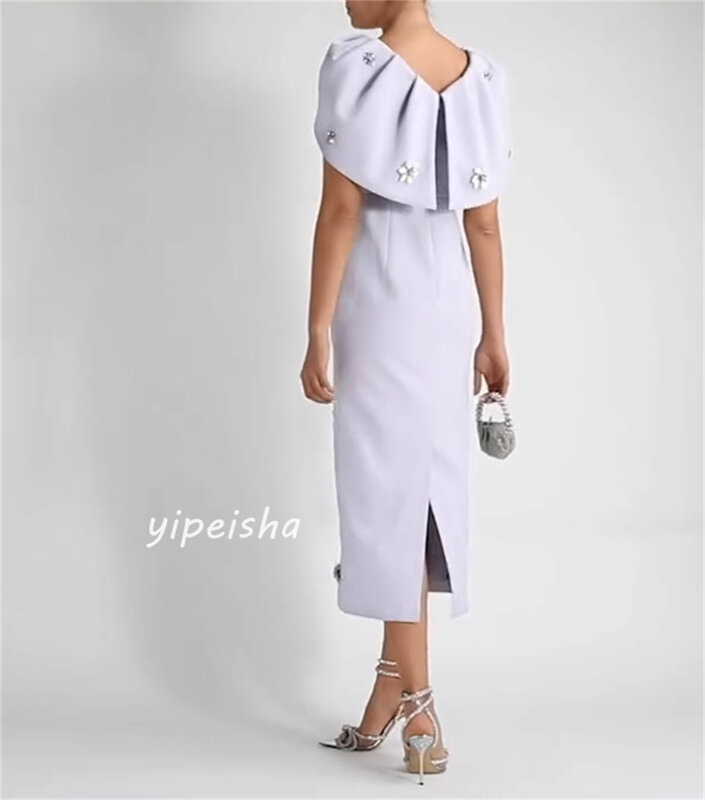 فستان سهرة مكشكش مطرز بالزهور ، ثوب برقبة على شكل حرف V ، فساتين متوسطة الطول ، مناسبة مخصصة