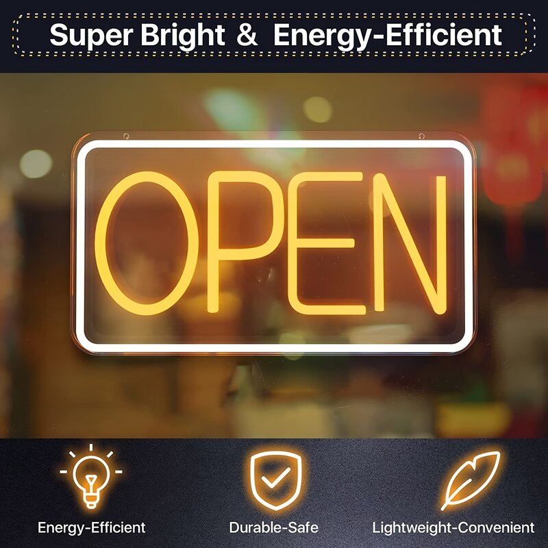 Luz de señal de neón abierta LED, alimentada por USB, para Club, negocios, restaurante, cafetería, luces decorativas multiusos montadas en la pared