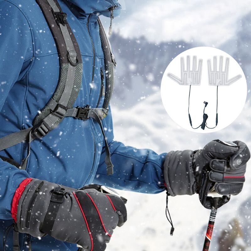 25UC 1Set Portable USB Heating Gloves Pads Winter Heated Gloves Pad Heater Warmer Heated Mitten Sheet Ski Gloves Heating Pad