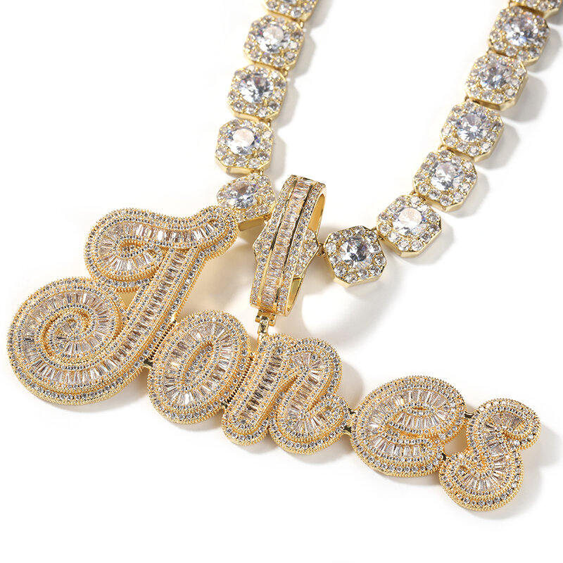Ожерелье UWIN с кулоном в виде курсива, кулон с надписью кубического циркония, модное Подарочное украшение в стиле хип-хоп