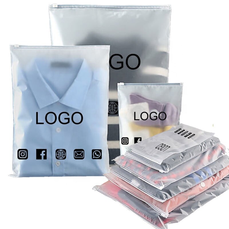 Kustom productPE Bagsziplock pakaian kemasan kustom Ldpe Plastik Logo kosmetik Frosted Zip Ziplock Plastik