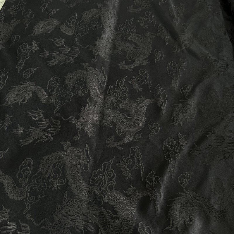 Traje de tela de brocado de Ambiente de dragón con flecos negros oscuros, ropa decorativa Han, ropa de tela