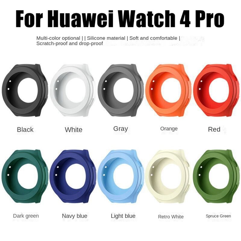 Silicone Case para Huawei Watch 4 Pro Smartwatch, Mole Anel Moldura, Protetor Shell, Amortecedor à Prova de Choque