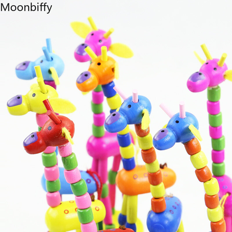 Jouets en bois Montessori pour enfants, exercice d'apprentissage précoce, matériaux flexibles pour les doigts de bébé, cadeau de jouet girafe, 1PC