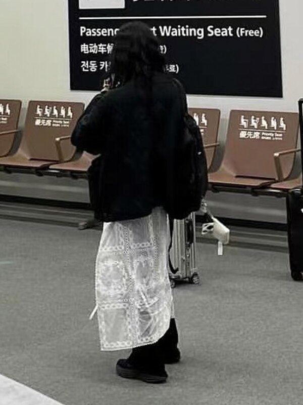 Tonngirls koreański styl przejrzenia spódnica kobiety sznurowane cienka koronka kolokacji spódnica damska Y2k 2000s Streetwear spódnice Irregual